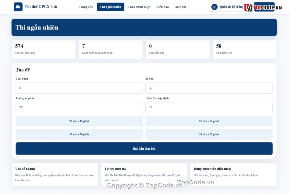 web app,ô tô,thi thử